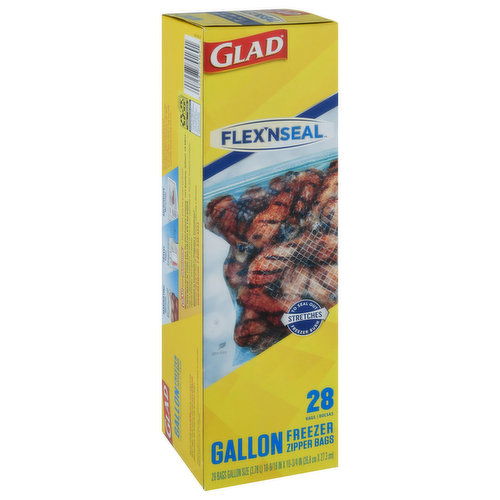 Glad FLEXN SEAL Gallon Freezer Zipper Bags 