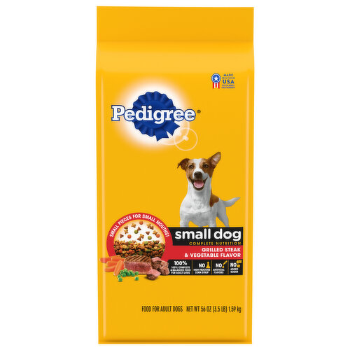 Pedigree Food for Dogs, Complete Nutrition, Grilled Steak & Vegetable Flavor, Small Dog, Adult