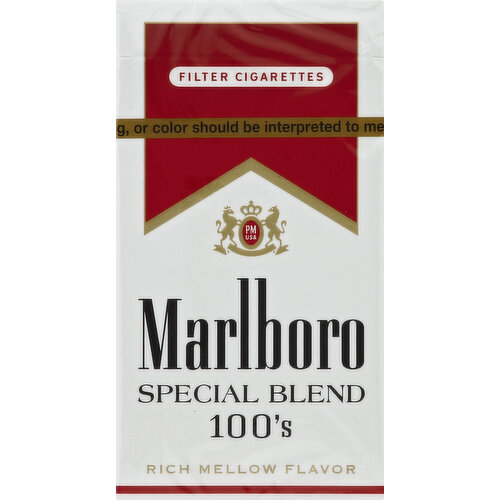 Marlboro Cigarettes, Filter, Special Blend, 100's, Flip-Top Box