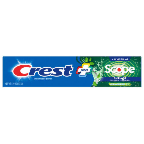 Crest Toothpaste, Fluoride, Long Lasting Mint, Plus Scope