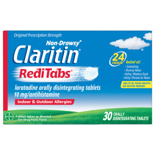 Claritin Indoor & Outdoor Allergies, Original Prescription Strength, 10 mg, Non-Drowsy, Tablets