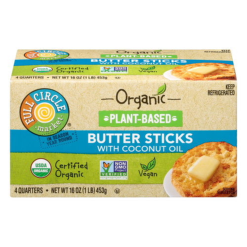 Full Circle Market Butter Sticks with Coconut Oil, Plant-Based