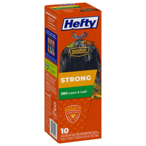 Hefty Strong Lawn and Leaf Large Garbage Bags, 39 Gallon, 18 Count