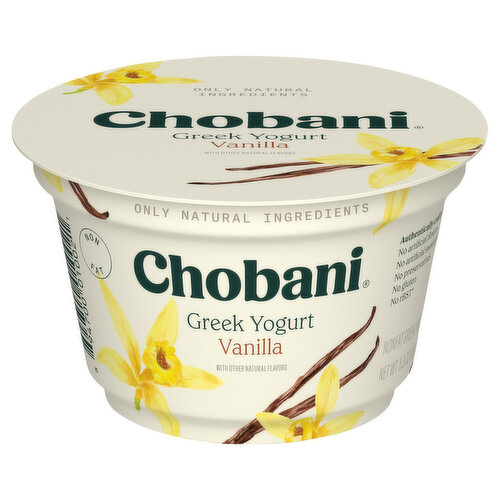 Chobani Non-Fat Greek Yogurt with Probiotics, Plain 5.3 oz