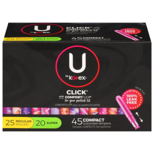 U by Kotex Tampons, Compact, Unscented, Regular/Super