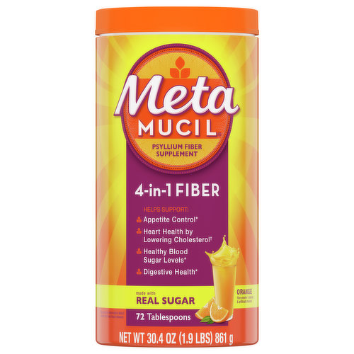 MetaMucil Fiber, 4-in-1, Orange, Powder