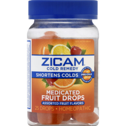 Zicam Cold Remedy, Medicated Fruit Drops, Assorted Fruit Flavor