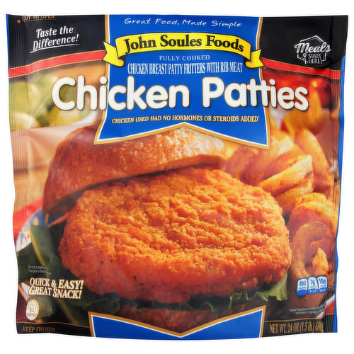 John Soules Foods Chicken Patties, Fully Cooked