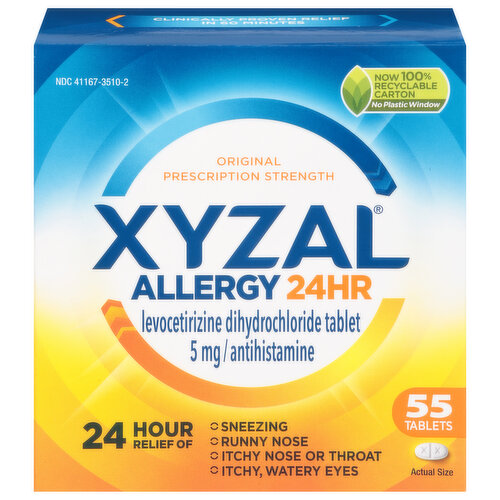 Xyzal Allergy, 24hr, Original Prescription Strength, 5 mg, Tablets 