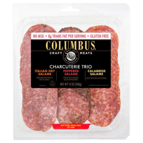 Columbus Charcuterie Trio, Italian Dry Salame/Peppered Salame/Calabrese Salame