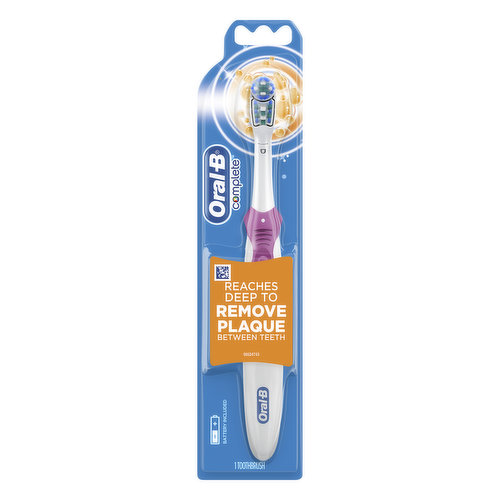 Oral-B Complete Deep Clean Power Toothbrush features a rotating powerhead that loosens and whisks away plaque from surfaces, gumline and back teeth while CrissCross bristles reach deep between teeth to lift out and sweep away plaque. Brush head contains Soft Bristles. Brush heads should be replaced every 3 months. Compatible with Oral-B Deep Clean, Pro-Health and 3D White replacement heads. AA Battery included.