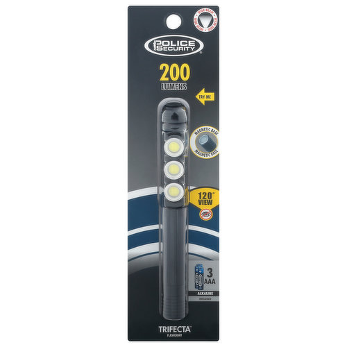 Police Security Flashlight, Trifecta, 200 Lumens