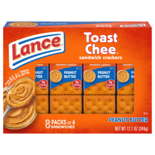 Lance Sandwich Crackers, Peanut Butter, 8 Packs