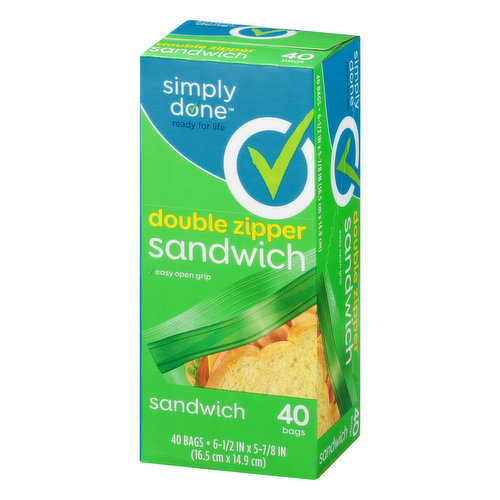 Hefty Basics Double Zipper Sandwich Bags, 90-Count