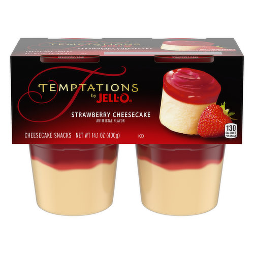 Jell-O Temptations Ready to Eat Strawberry Cheesecake Pudding Snack