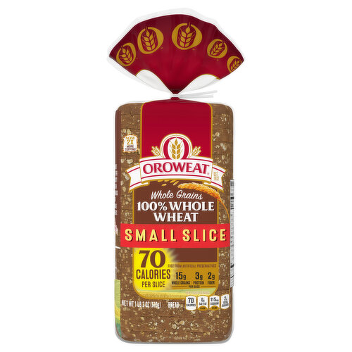 Oroweat Bread, 100% Whole Wheat, Small Slice