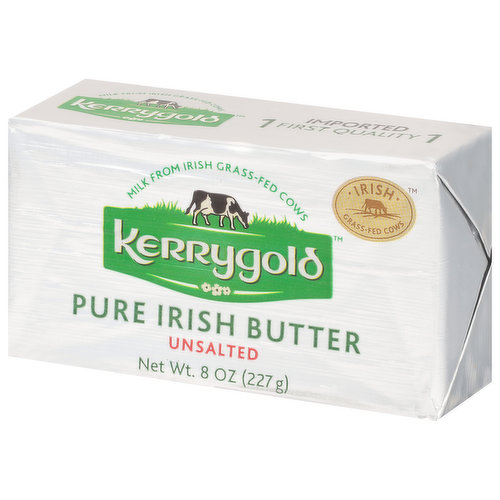 Kerrygold Butter, Pure Irish, Unsalted 8 Oz, Unsalted butter