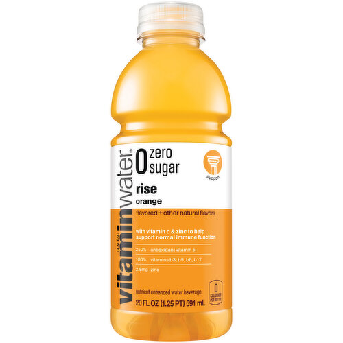 vitaminwater Vitaminwater Zero Sugar Rise, Orange Drink, 20 fl oz