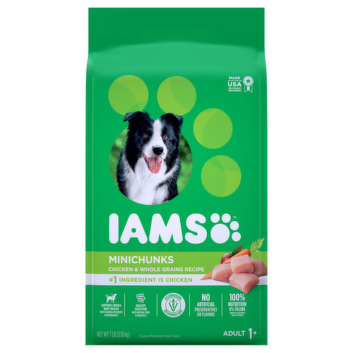 IAMS Dog Food, Chicken & Whole Grain Recipe, Adult 1+, Minichunks