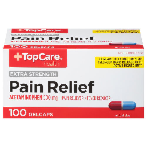 TopCare Pain Relief, Extra Strength, 500 mg, Gelcaps