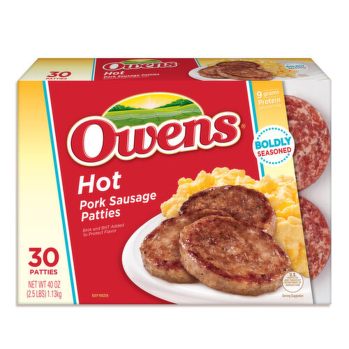 Owens Pork Sausage Patties, Hot