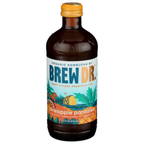 Brew Dr. Kombucha, Organic, Pineapple Paradise