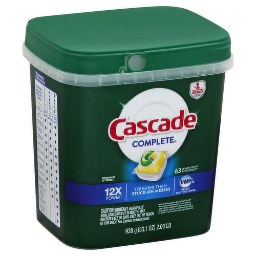 Cascade Dishwasher Detergent, Lemon Scent, Action Pacs