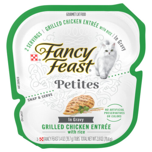 Fancy Feast Cat Food, Gourmet, Grilled Chicken Entree with Rice, In Gravy, Petites