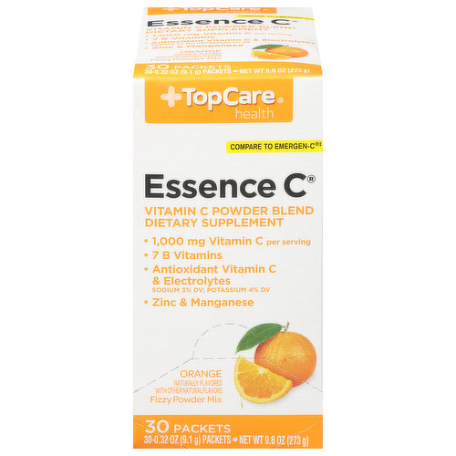 Compare to Emergen-C (Emergen-C is a registered trademark of Alacer Corporation. Alacer Corporation is not affiliated with TopCare or this product). Notice: Product is sold by weight, not volume. Product may settle during shipping and handling.