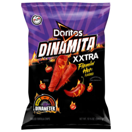 Doritos Tortilla Chips, Xxtra Flamin Hot Flavored, Rolled, Extra Hot