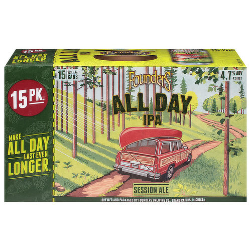 Founders Beer, Session Ale, All Day IPA, 15 Pack