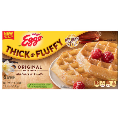 Eggo Waffles, Original, Thick & Fluffy, Belgian Style