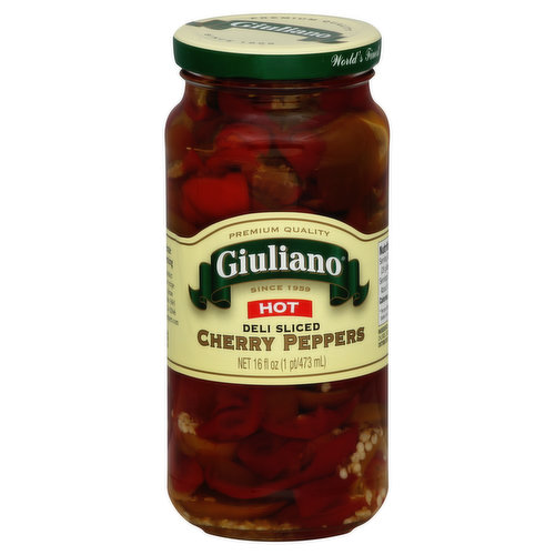 Giuliano Cherry Peppers, Deli Sliced, Hot