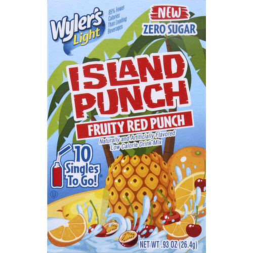 Wylers Light Drink Mix, Fruity Red Punch, Island Punch