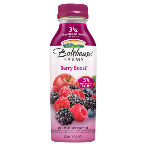 After more than 100 years of working the land, one lesson rises to the top: The best beverages come from the best ingredients. Crisp veggies. Ripe fruit. All blended together to make great-tasting juices, smoothies and protein shakes. Goodness in, goodness out. Settling is natural. Flash pasteurized and cold-filled for quality. Feel good about what's in this bottle. Which includes the juice of (not an exhaustive list): 2-1/2 apples; 20 berries; 1/4 banana. No artificial preservatives. Please recycle.