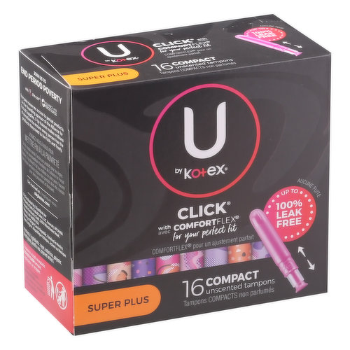 U by Kotex Tampons, Compact, Super Plus, Unscented - Super 1 Foods