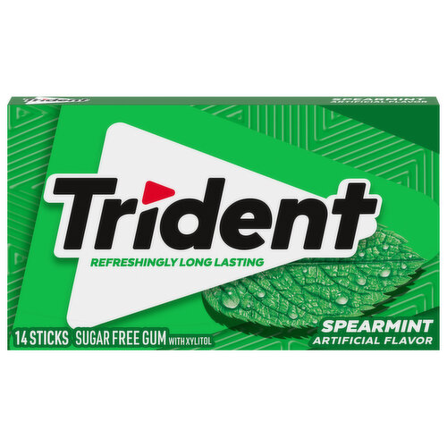 TRIDENT Trident Spearmint Sugar Free Gum, 14 Pieces