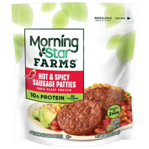 MorningStar Farms Sausage Patties, Vegan, Hot & Spicy