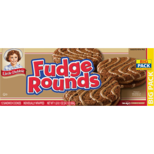 Little Debbie Sandwich Cookies, Fudge Rounds, Big Pack