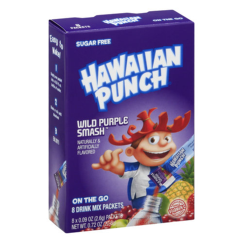 Hawaiian Punch Drink Mix Packets, Sugar Free, Wild Purple Smash, On The Go