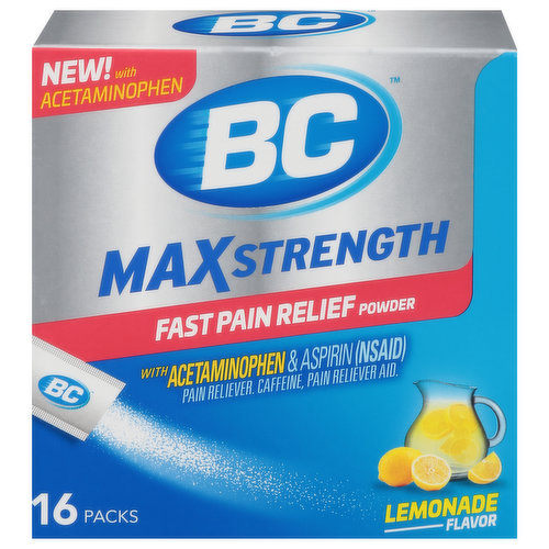 BC Fast Pain Relief, Max Strength, Lemonade Flavor, Powder