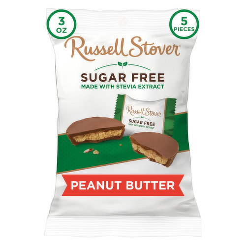 Russell Stover Sugar Free Peanut Butter Cup Chocolate Candy, 3 oz. bag (≈ 5 pieces)