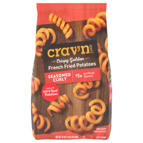 Crav'n Flavor French Fried Potatoes, Crispy Golden, Seasoned, Curly