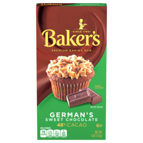 Baker's Baking Bar, Premium, Sweet Chocolate, German's