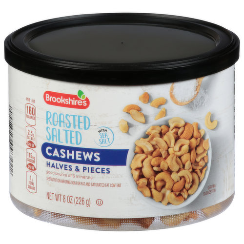 Brookshire's Cashews with Sea Salt, Halves & Pieces, Roasted Salted