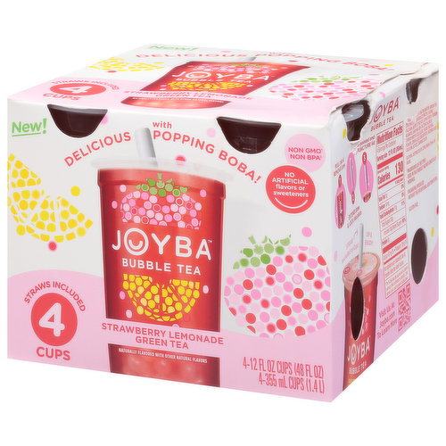 Joyba Strawberry Lemonade Green Bubble Tea - 4pk/12 Fl Oz Cups : Target