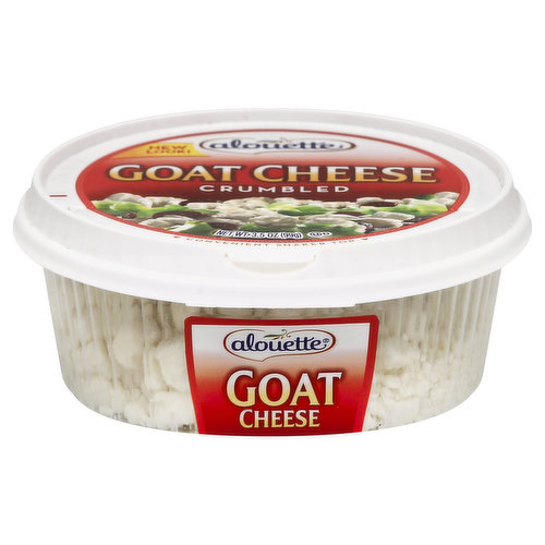 New look! Convenient shaker top. Gluten free. Questions or comments call 1-800-322-2743. www.alouettecheese.com. All packaging, text and graphics. Try Our Other Crumbled Cheese Flavors: Feta Cheese; Feta with Garlic & Herbs; Feta Mediterranean; Goat Provencal; Blue; Gorgonzola.
