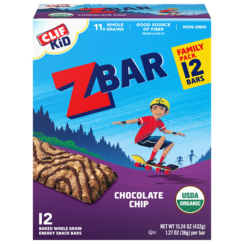 ZBAR Zbar - Chocolate Chip - Soft Baked Whole Grain Snack Bars - USDA Organic - Non-GMO - Plant-Based - 1.27 oz. (12 Pack)