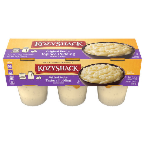 Per Serving: 120 calories; 1 g sat fat (5 DV); 130 mg sodium (6% DV); 16 g total sugars. Gluten free. Made with simple ingredients. At Koza Shack, we believe that simple ingredients make for better-tasting pudding and desserts. Since 1967, our recipes have used the same wholesome, quality ingredients that you would use in your own kitchen. Simple ingredients. Delicious pudding. kozyshack.com. Facebook. Instagram. Twitter. Comments? 1-855-716-1555. Visit us at kozyshack.com. At Kozy Shack, we believe that simple ingredients make for better-tasting pudding and desserts. Since 1967, our recipes have used the same wholesome, quality ingredients that you would use in your own kitchen.
Simple ingredients. Delicious pudding.