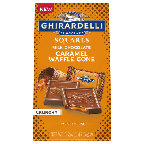 Ghirardelli Milk Chocolate, Caramel Waffle Cone, Squares